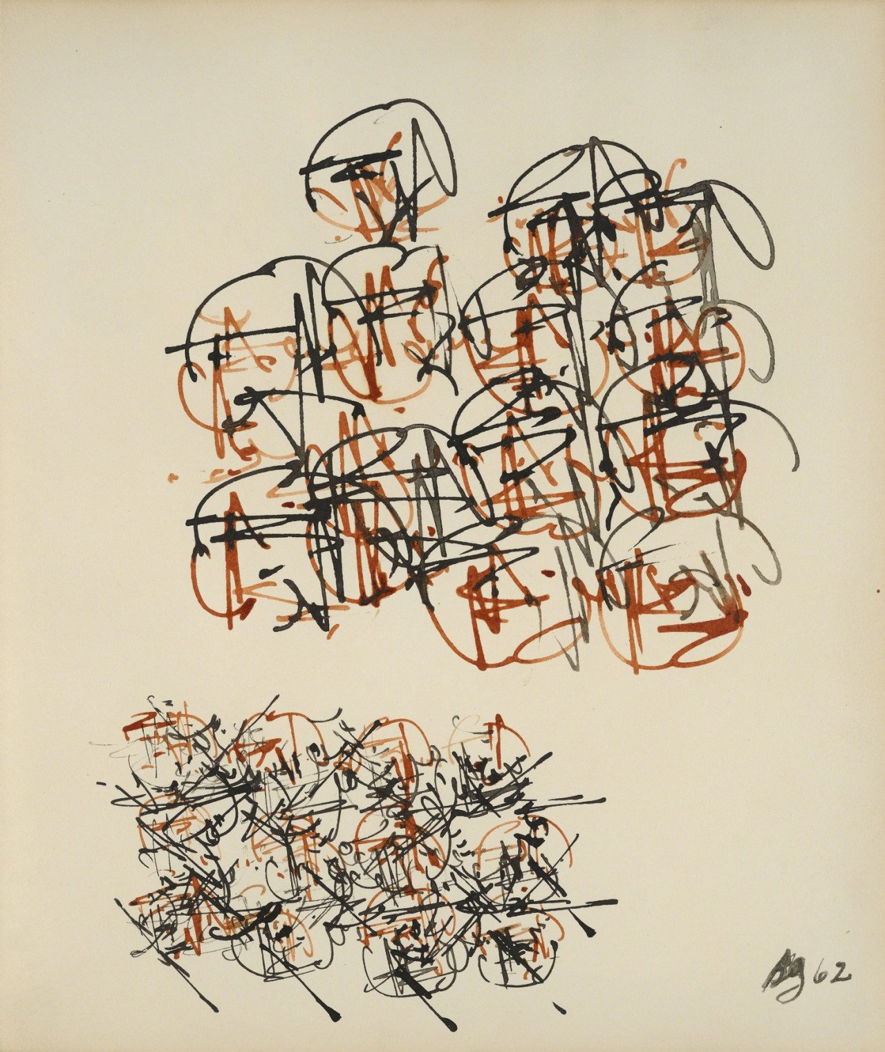 Brion Gysin - Untitled (watercolor and India ink on paper), 1962